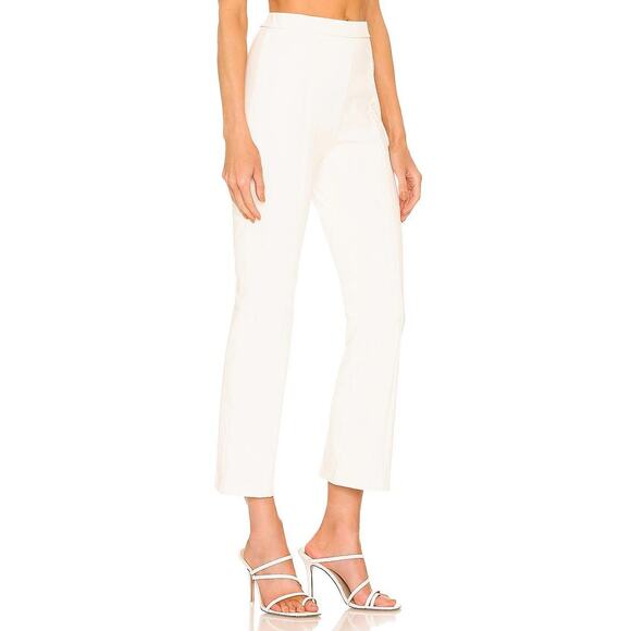 Amanda Uprichard Womens Revolve Lorna Cream Faux Leather Pants Sz Small Elastic - Picture 1 of 7